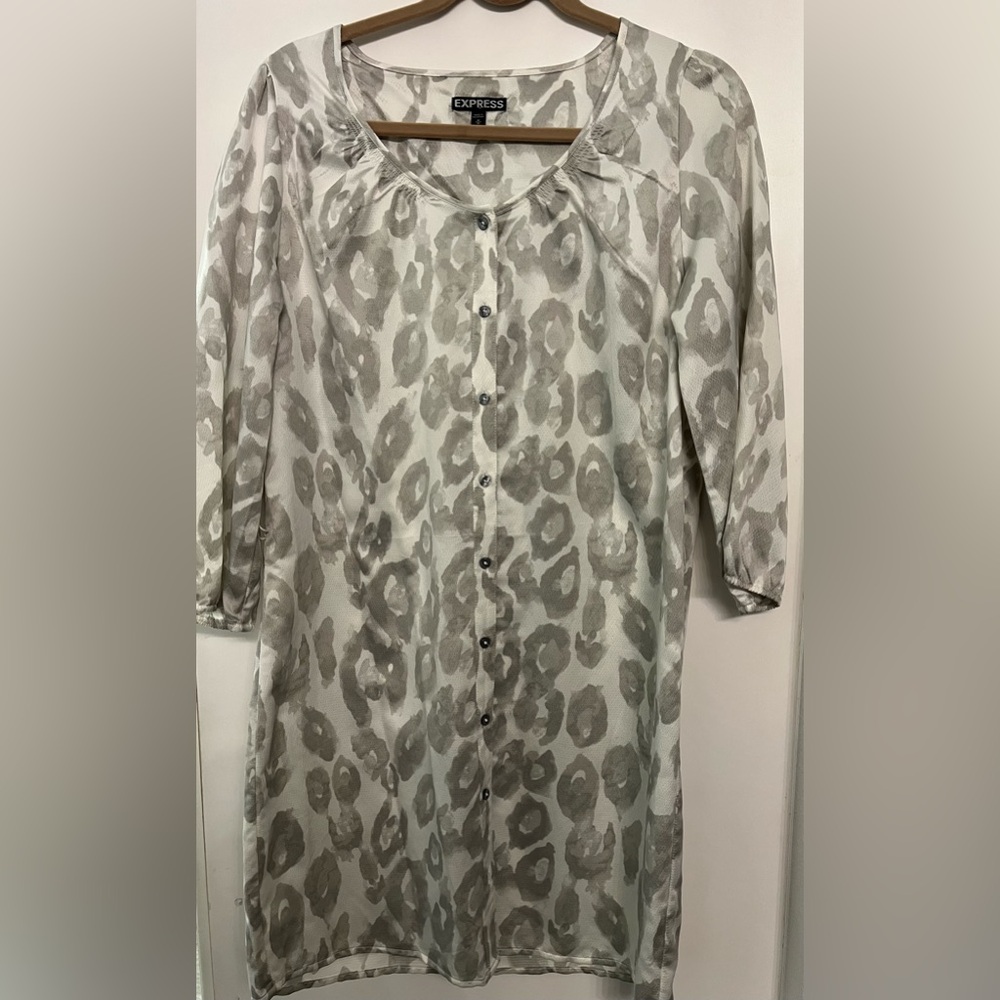 Express Cheetah Print Shirt Dress